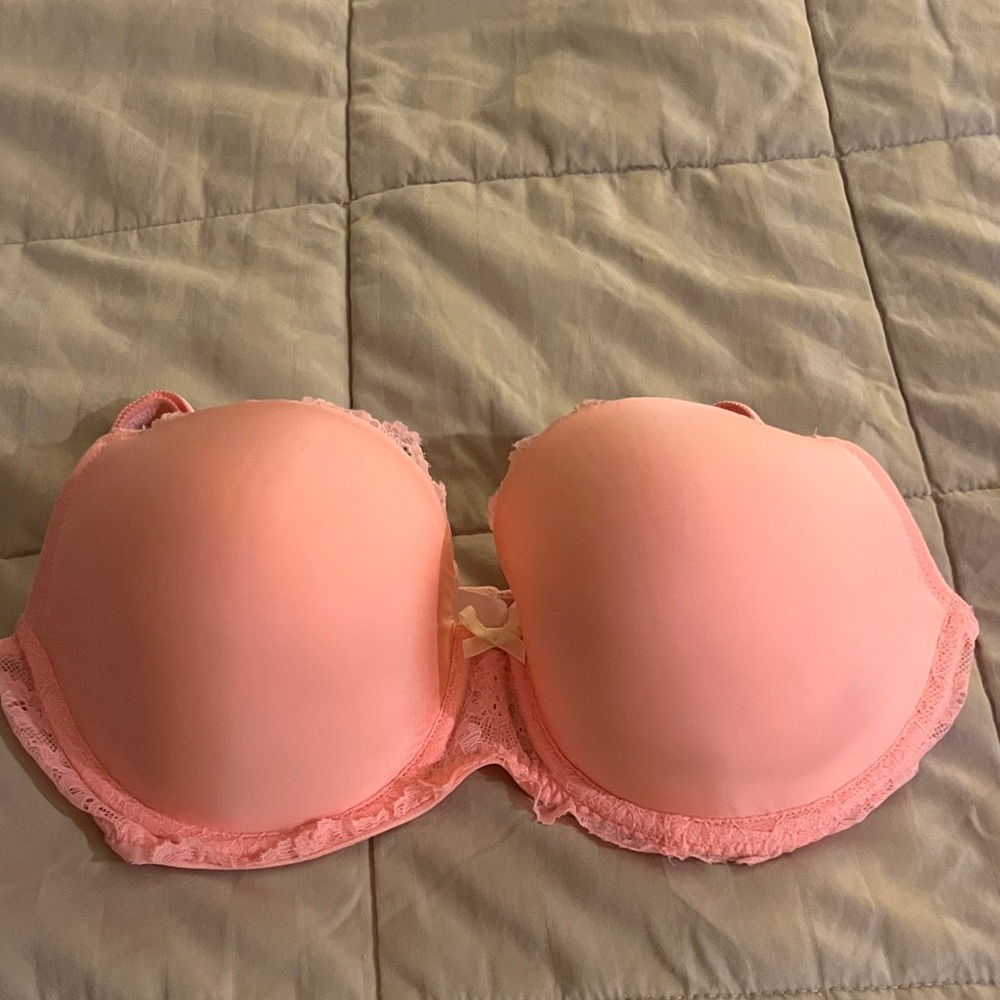 Elegant Victorias Secret Dream Angels lined Demi light orange Lace Bra